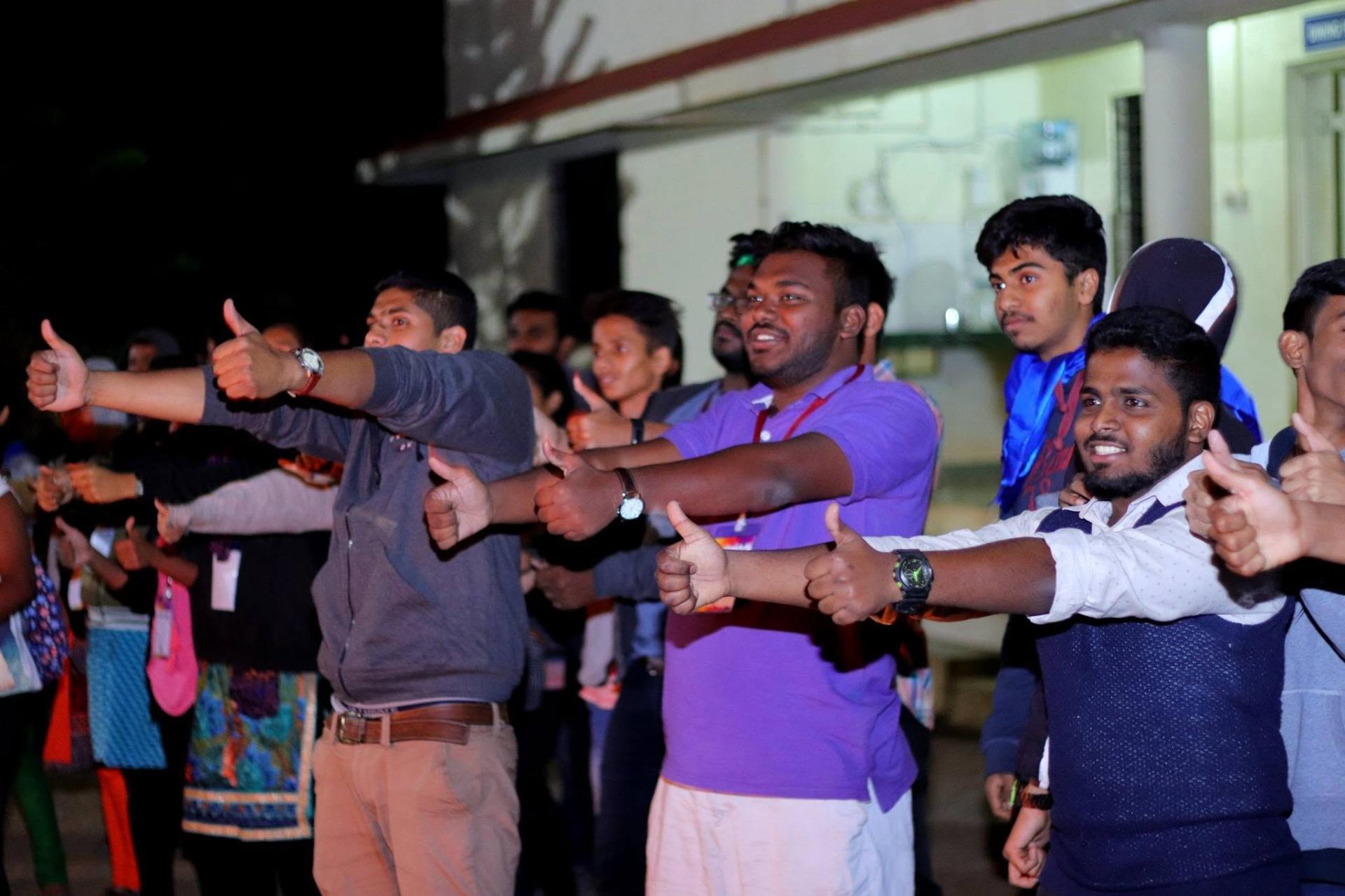 College students gathered on campus in Pune